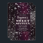 Convite Burgundy & Silver Sparkes Lights Sweet 16 Party<br><div class="desc">personalizar para o seu evento</div>