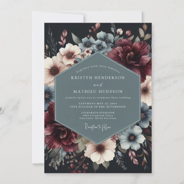 Convite Burgundy Slate Vesperal Wedding (Frente)