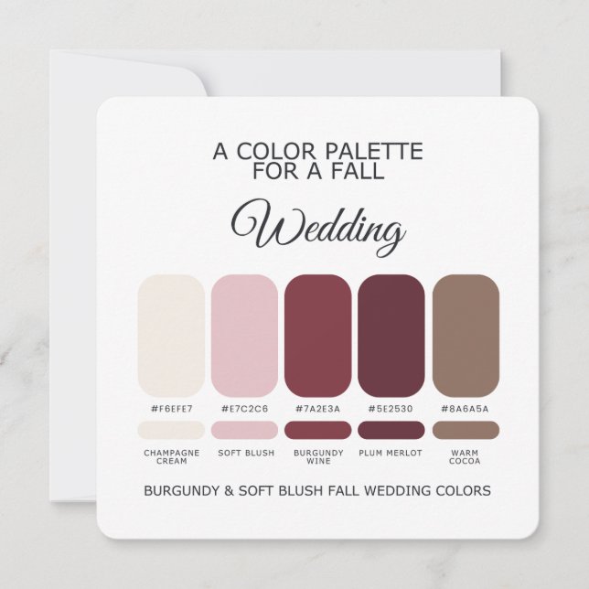Convite Burgundy Soft Blush Fall Wedding Palette 2026 Card (Frente)