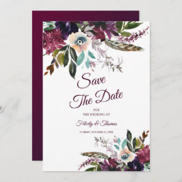 Convite Burgundy Splendor Floral White Salvar Data