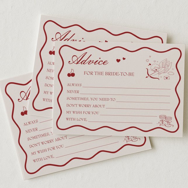 Convite Burgundy Valentine Bridal Shower Advice Card (Criador carregado)