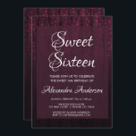 Convite Burgundy Velvet Hearts Sweet 16 Festa de aniversár<br><div class="desc">Burgundy Sweet Sessenta Foil Hearts on Wood Convite de festas. Este convite é perfeito para a Festa de aniversário Marsala Hearts Confetti Girly Sweet 16,  que quer comemorar em Burgundy. Entre em contato com o designer para obter itens correspondentes.</div>