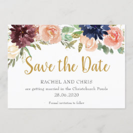 Convite Burgundy Watercolor Casamento outono Salvar Data