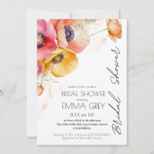 Convite Burgundy Watercolor Chá de panela Floral Russo