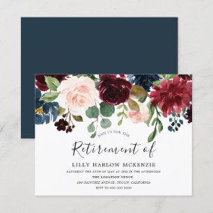 Convite Burgundy Watercolor Flowers - Partido da Reforma