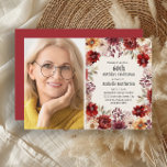 Convite Burgundy Watercolor Foto Floral 60º Aniversário<br><div class="desc">Burgundy elegante e cor d'água creme outono floral/60º convite de aniversário do outono para mulheres. Personalize adicionando uma foto e suas informações sobre a festa. Entre em contato comigo para obter assistência com suas personalizações ou para solicitar outros produtos Zazzle correspondentes ou coordenadores para o seu evento.</div>