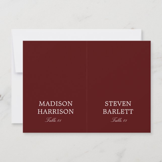 Convite Burgundy Wedding Place Card DIY (Frente)