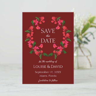 Convite Burgundy Wedding Save the date Card