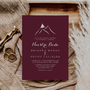 Convite Burgundy White Silhouette Mountain Nuestra Boda
