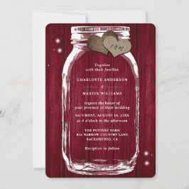 Convite Burgundy Wood Mason Jar Casamento outono Russo
