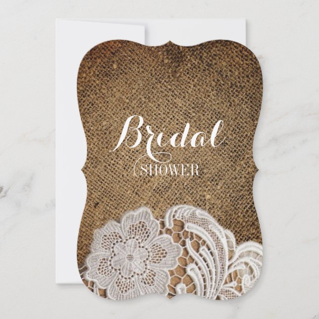 Convite burlap and lace do país ocidental russo da boêmia (Frente)