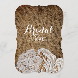 Convite burlap and lace do país ocidental russo da boêmia