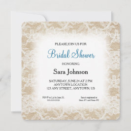 Convite Burlap and Lace Personated Chá de panela