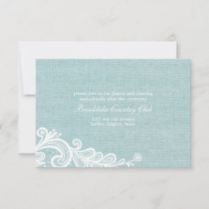 Convite Burlap and Lace Recepção de casamento Card
