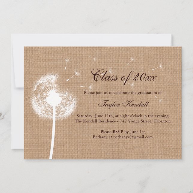 Convite Burlap Best Wish Graduation Invitation (Frente)