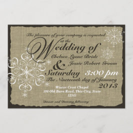 Convite Burlap e Snowflakes Casados 5 x 7