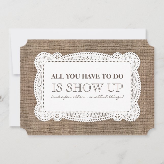 Convite Burlap Funny Bridesmaid / Proposta de Madrinha de  (Frente)