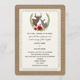 Convite Burlap + Lace Christmas Wedck + Doe Deer