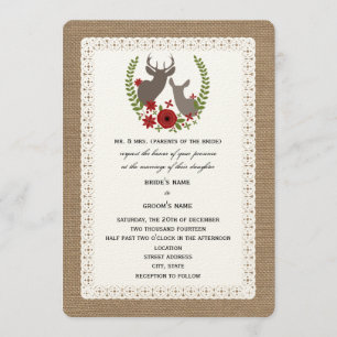 Convite Burlap + Lace Christmas Wedck + Doe Deer