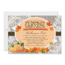 Burlap & Lace Fall Pumpkin Esculpindo Festa de Hal