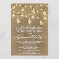 Burlap Mason Jar Festas de noivado Invasivos