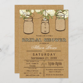 Convite Burlap, Mason Jars, rusticidade no chá de panela I