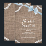 Convite Burlap & Pearls Blue Arco Glamor Sweet 16 Party<br><div class="desc">Burlap & Pearls Blue Arco Glamor Sweet 16 Convites de festas. Itens correspondentes também estão disponíveis.</div>