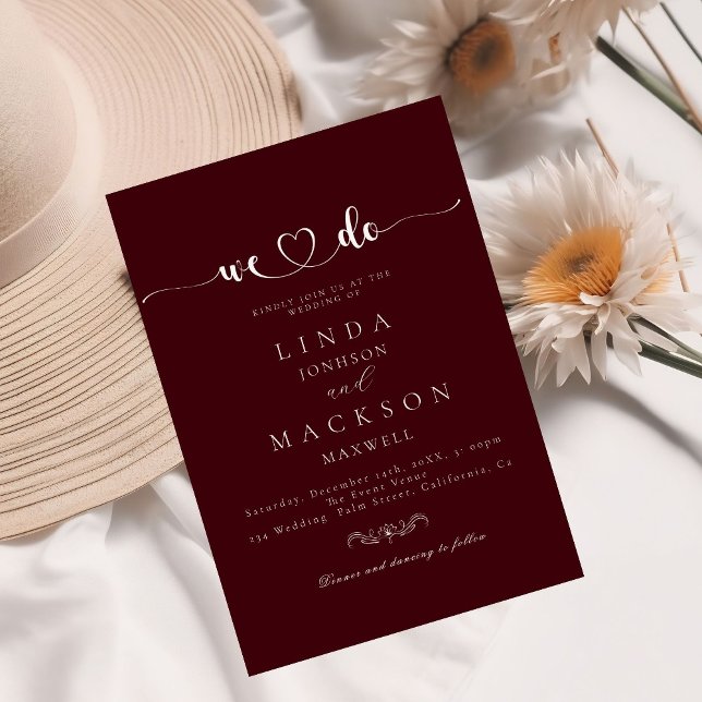 Convite Burngundy & Ivory botanical crest  (Criador carregado)