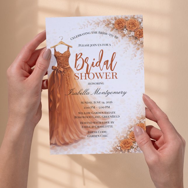 Convite Burnt Orange Bridesmaid Dress Bridal Shower (Burnt Orange Bridesmaid Dress Bridal Shower Invitations
)
