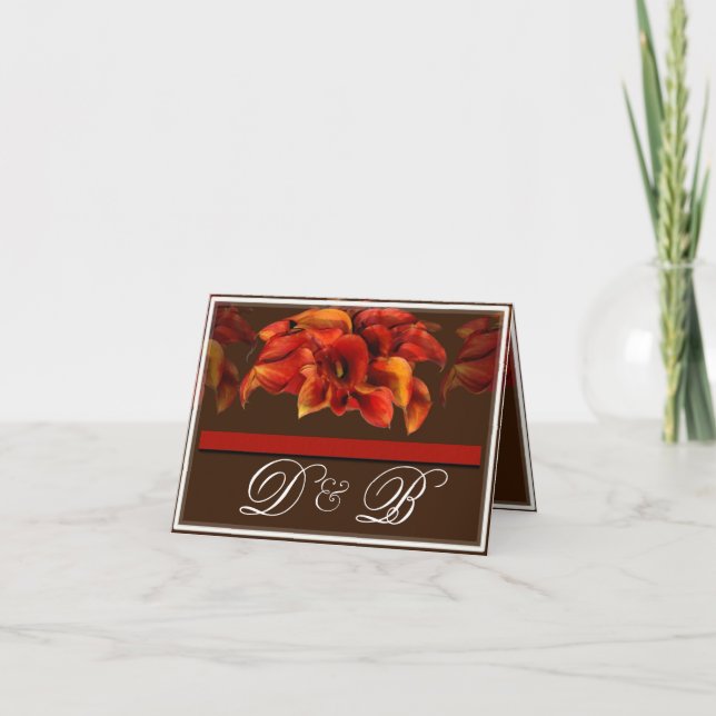 Convite Burnt Orange Calla Lillies Wedding Invites folded (Frente)