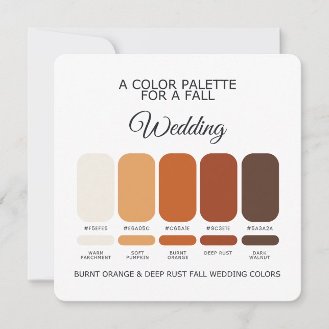 Convite Burnt Orange Deep Rust Fall Wedding Palette Card (Frente)