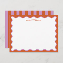 Convite Burnt Orange & Lavender Wavy Border Note Card