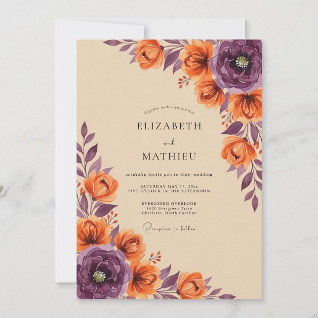 Convite Burnt Orange Lavish Autumnal Wedding (Frente)