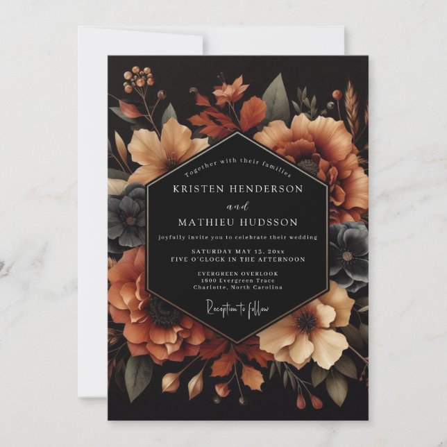 Convite Burnt Orange Nocturne Wedding (Frente)