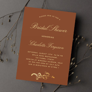 Convite Burnt orange rust gold script bridal shower