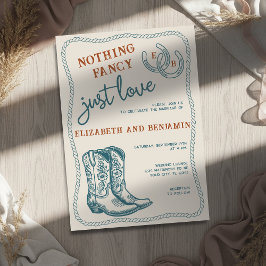 Convite Burnt Orange Teal Cream Western Horseshoe Wedding