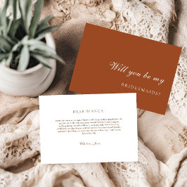 Convite Burnt Orange Terracotta Bridesmaid Proposal Card