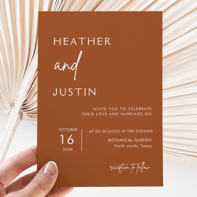 Convite Burnt Orange Terracotta Rust Wedding Invitations (Criador carregado)