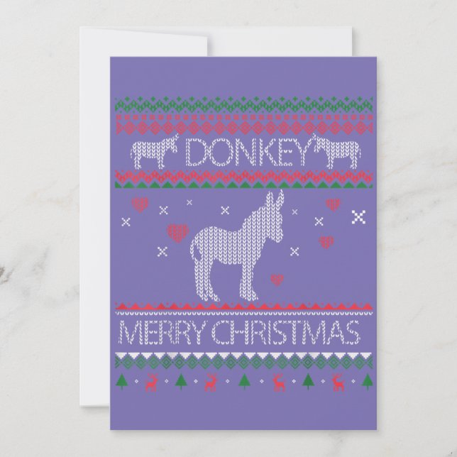 Convite Burro Fofo Suéter Feio Natal Férias Inverno (Frente)