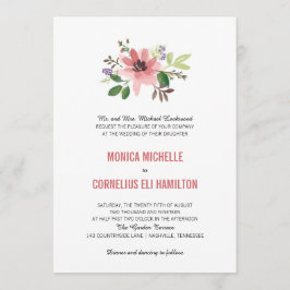 Convite Burst de Flor Cor de Água Rosa | Casamento