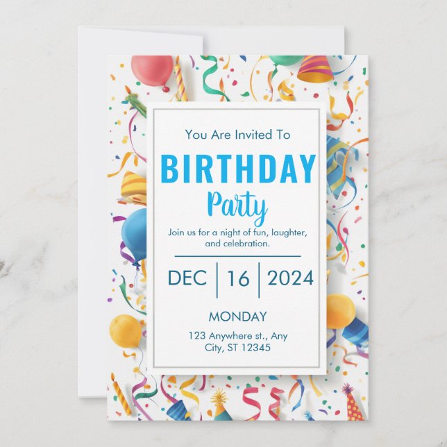 Convite Burst of Joy Birthday Invitation (Frente)