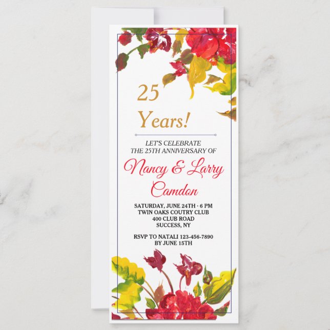 Convite Burst of Red 2 Invitation (Frente)