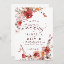 Convite Burundy Orange BohoTerracotta Wedding Invit