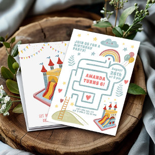 Convite Busca Ativa de Aniversário, Balões e Castelo