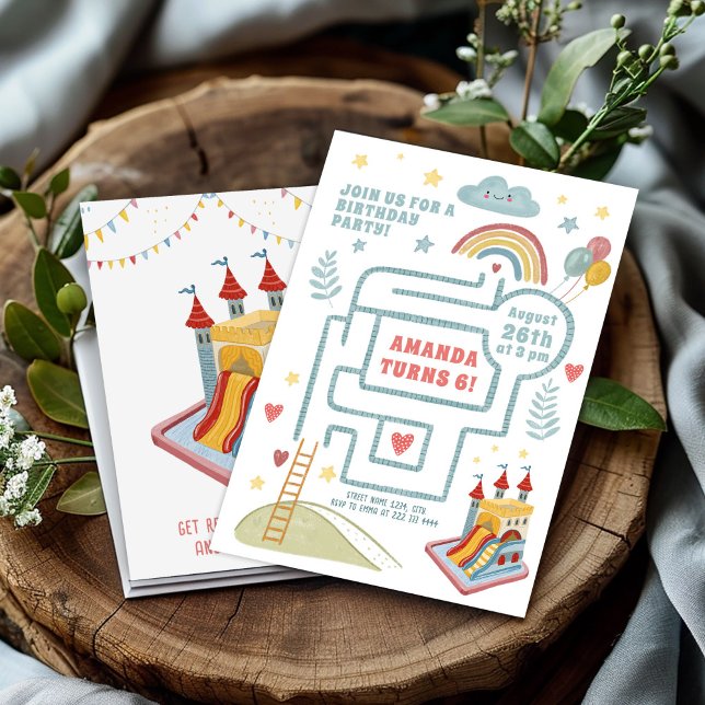 Convite Busca Ativa de Aniversário, Balões e Castelo (Criador carregado)