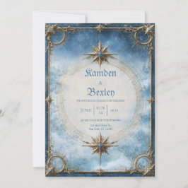 Convite Bússola Dourada Celestial Casamento