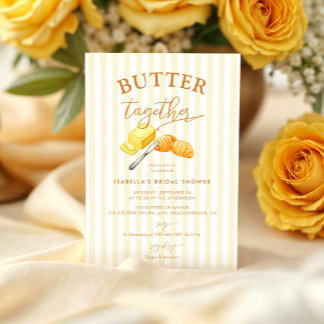 Convite Butter Together Yellow Stripes Bridal Shower