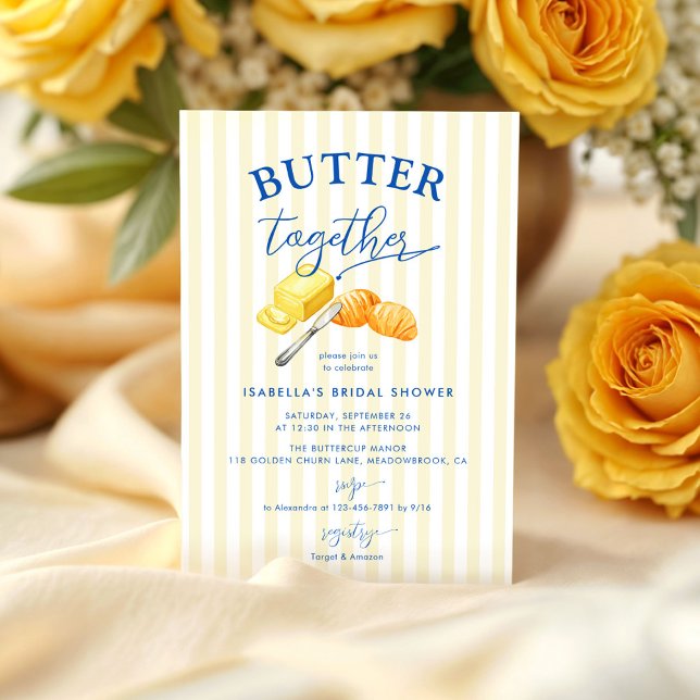 Convite Butter Together Yellow Stripes Bridal Shower (Criador carregado)