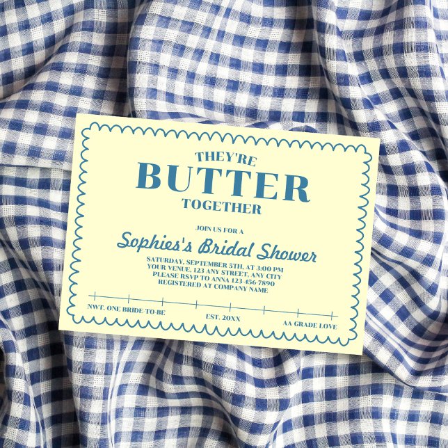 Convite Butter Together Yellow Vintage Bridal Shower (Butter Together Yellow Vintage Bridal Shower Invitation)