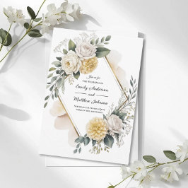 Convite Butter Yellow And Gold Wedding Invitation